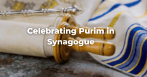 Megillah scroll celebrating Purim in Synagogue