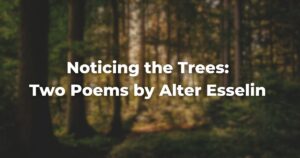 Noticing the Trees Two Poems by Alter Esselin 