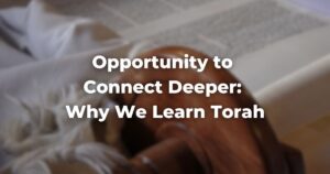 Opportunity to Connect Deeper Why We Learn Torah