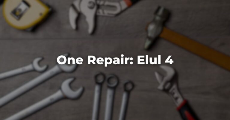 One Repair: Elul 4
